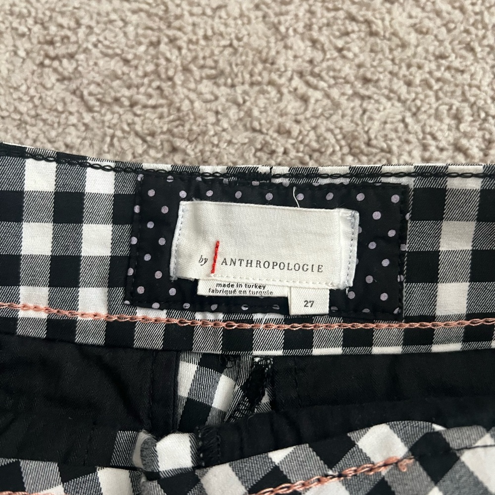 Anthropologie Black and White Gingham High Waist Shorts - Picture 2 of 3